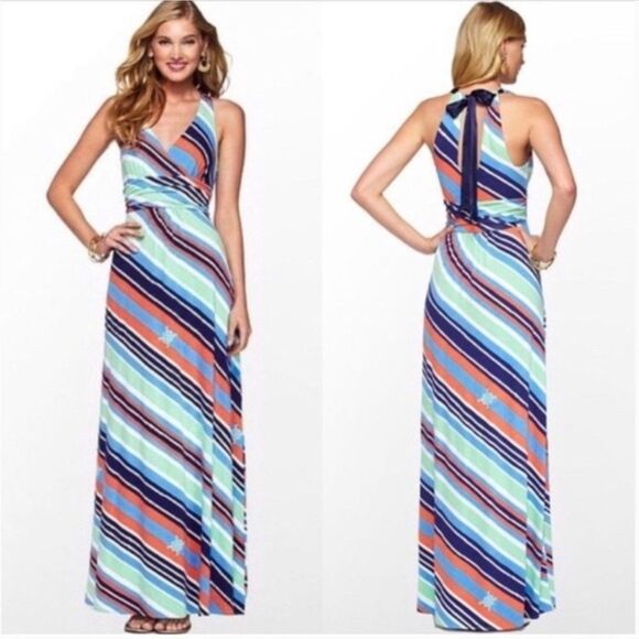 Lilly Pulitzer Dresses & Skirts - Lilly Pulitzer Amanda Maxi Dress women's size S multicolor nautical striped